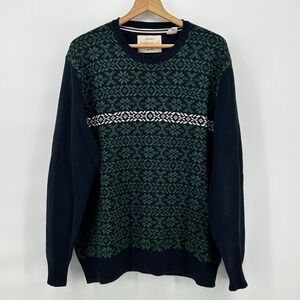 Weatherproof Vintage Sweater Mens XL Fair Isle Nordic Cotton Crewneck Pullover